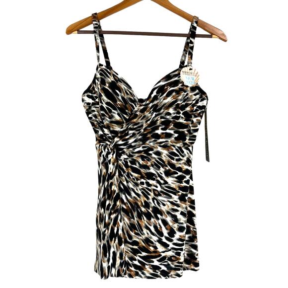 Miraclesuit NWT Fur Realz Adora Swim Dress Size 10 Underwire Adjustable Strap - Picture 2 of 8